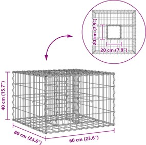 vidaXL Ανασηκωμένο κρεβάτι gabion Ασημί