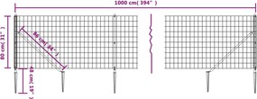 vidaXL Συρματόπλεγμα Περίφραξης Ανθρακί 0,8 x 10 μ. με Καρφωτές Βάσεις