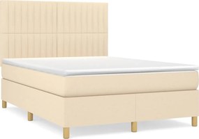 vidaXL Κρεβάτι Boxspring με Στρώμα Κρεμ 140x190 εκ. Υφασμάτινο