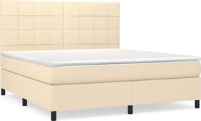 vidaXL Κρεβάτι Boxspring με Στρώμα Κρεμ 160x200 εκ. Υφασμάτινο