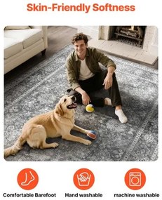 VEVOR Large Area Rug 8x10 ft Anti-Skid and Tear-Resistant Floor Mat Vintage Gray