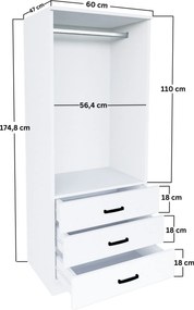 Διφυλλη Ντουλαπα Λευκο Ματ EASY 1600 47x60x174.8