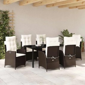 vidaXL Σέτ φαγητού για κήπο 7 pcs Καφέ συνθετικό ρατάν