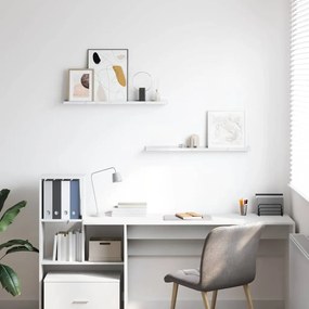 vidaXL Ράφι Τοίχου με ράφι Επιτοίχιο 2 pcs Λευκό Μάρμαρο 80 x 9 x 3 cm