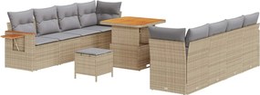 vidaXL Σετ Καναπέ Κήπου 11 pcs Μπεζ συνθετικό ρατάν