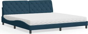 vidaXL Κρεβάτι με Στρώμα Μπλε 200x200 εκ. Βελούδινο