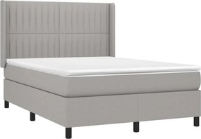 vidaXL Κρεβάτι Boxspring με Στρώμα &amp; LED Αν.Γκρι 140x190εκ. Υφασμάτινο