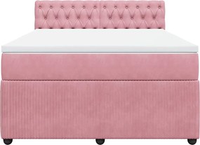 vidaXL Κρεβάτι Boxspring με Στρώμα Ροζ 140x200 εκ. Βελούδινο