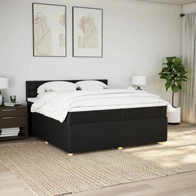 vidaXL Κρεβάτι Boxspring με Στρώμα Μαύρο 200x200 εκ. Υφασμάτινο