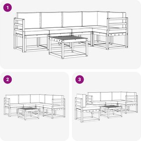 vidaXL Σειρά Καναπέ Εξωτερικού με μαξιλάρι 6 pcs Λευκό και Μπεζ