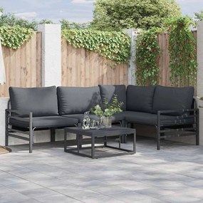 vidaXL Σετ Καναπέ Κήπου με μαξιλάρι 6 pcs Μαύρο Ατσάλι