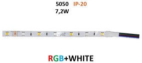 Adeleq Ταινία Led 5 Μέτρα 12Vdc 7.2W Και 36Led Ανά Μέτρο Ip20 RGB Συν Λευκό 4000K 30-34122019