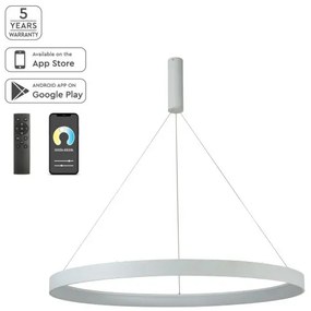 Έξυπνο Κρεμαστό Φωτιστικό Οροφής LED 64W Dimmable 3CCT Φ100cm Amaya Homelighting-77-8143-Λευκό 77-8143