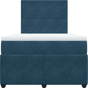 vidaXL Κρεβάτι Boxspring με Στρώμα Μπλε 120x200 εκ. Βελούδινο