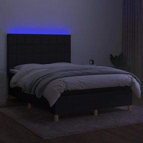 vidaXL Κρεβάτι Boxspring με Στρώμα &amp; LED Μαύρο 140x190 εκ. Υφασμάτινο