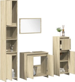 vidaXL Σετ Επίπλων Μπάνιου 4 Τεμαχίων Sonoma Δρυς Επεξεργασμένο Ξύλο