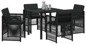 vidaXL Set κήπου 5 τεμαχίων  με μαύρα μαξιλάρια και πολυρατάν.