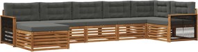 vidaXL Σειρά Καναπέ Εξωτερικού με μαξιλάρι 7 pcs Φυσικό και Ανθρακί