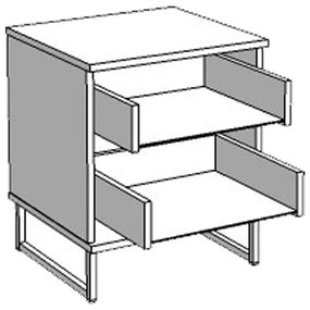 Κομοδίνο Sardinia NO2F Artisan Oak - Μαύρο 45.5x35x54 εκ. 45.5x35x54 εκ.