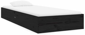 vidaXL Πλαίσιο Κρεβατιού Μαύρο 75 x 190εκ. από Μασίφ Ξύλο Small Single