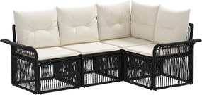 vidaXL Σετ Καναπέ Κήπου 4 pcs Μαύρο συνθετικό ρατάν