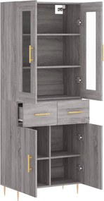 vidaXL Ντουλάπι Γκρι Sonoma 69,5 x 34 x 180 εκ. Επεξεργασμένο Ξύλο