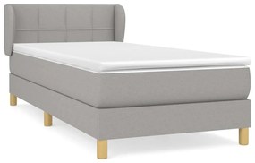 Κρεβάτι Boxspring με Στρώμα Ανοιχτό Γκρι 100x200 εκ. Υφασμάτινο - Γκρι