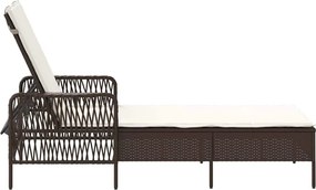 vidaXL Ξαπλώστρα Καφέ και Κρέμα Λευκό 55 x 200 x 92 εκ.