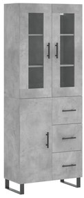 vidaXL Ντουλάπι Γκρι Σκυροδέματος 69,5x34x180 εκ. Επεξεργασμένο Ξύλο