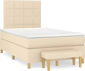 vidaXL Κρεβάτι Boxspring με Στρώμα Κρεμ 120x200 εκ. Υφασμάτινο