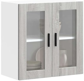 vidaXL Ντουλάπι τοίχου κουζίνας με γυάλινη πόρτα Porto Γκρι Sonoma
