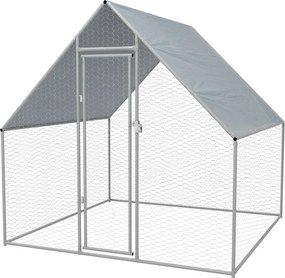 vidaXL Κοτέτσι - Κλουβί Εξωτ. Χώρου 2x2x1,92 μ. Γαλβανισμένος Χάλυβας