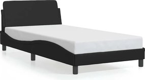 vidaXL Σκελετός Κρεβατιού Dover Μαύρο 100x190εκ.Συνθ. Δέρμα
