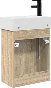 vidaXL Μονάδα μπάνιου με βρύση Sonoma Δρυς 45,5 x 22,5 x 84 εκ