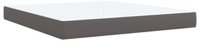vidaXL Κρεβάτι Boxspring με Στρώμα Γκρι 180x200 εκ. Συνθετικό Δέρμα