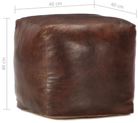 vidaXL Πουφ Σκούρο Καφέ 40 x 40 x 40 εκ. από Γνήσιο Δέρμα Κατσίκας
