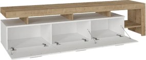 Έπιπλο τηλεόρασης Acnes λευκό-sapphire oak 220x40x52εκ