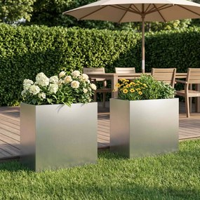 vidaXL Γλάστρα Κήπου 2 τμχ. Ασημί 50 x 30 x 40 εκ.