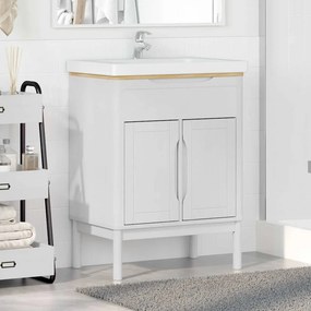 vidaXL Ντουλάπα Νιπτήρα Mπάνιου με ράφι FLORO Λευκό 60 x 40 x 80 εκ