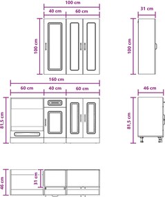 vidaXL Μονάδα κουζίνας KALMAR 5 pcs Παλαιωμένο ξύλο Επεξεργασμένο Ξύλο