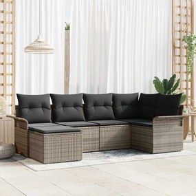 vidaXL Σετ Καναπέ Κήπου 6 Τεμαχίων με Μαξιλάρια, Γκρι Πολυμηχάνημα