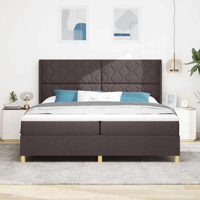 vidaXL Κρεβάτι με ελατήρια με στρώμα Καφέ 200 x 200 cm ύφασμα