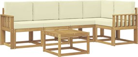 vidaXL Σειρά Καναπέ Εξωτερικού με μαξιλάρι 6 pcs Λευκό και Κρεμ