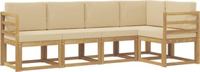vidaXL Σειρά Καναπέ Εξωτερικού με μαξιλάρι 5 pcs Λευκό και Μπεζ