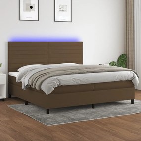 ΚΡΕΒΑΤΙ BOXSPRING ΜΕ ΣΤΡΩΜΑ &amp; LED ΣΚ.ΚΑΦΕ 200X200ΕΚ. ΥΦΑΣΜΑΤΙΝΟ 3134984