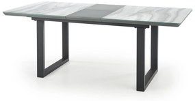 MARLEY extension table, color: top - white marble / grey, legs - black DIOMMI V-CH-MARLEY-ST