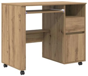 vidaXL Γραφείο με Ρόδες με συρτάρι artisan δρυς 91 x 50 x 77 εκ.
