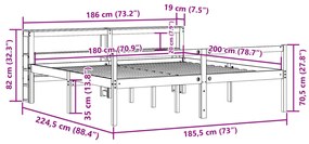 Κρεβάτι Ηλικιωμένου με Κεφαλάρι Λευκό 180x200 εκ. Μασίφ Πεύκο - Λευκό