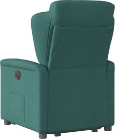 vidaXL Πολυθρόνα Ηλεκ. Ανακλ. Ανύψωση Σκ. Πράσινο Υφασμάτινη