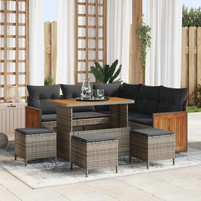 vidaXL Σετ Καναπέ Κήπου με μαξιλάρι 9 pcs Γκρι 110 x 55 x 71 εκ